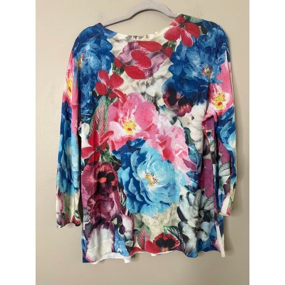 Talbots Womens Pullover Sweater Lightweight Floral Size 1X Petite Art Feminine - Picture 3 of 6
